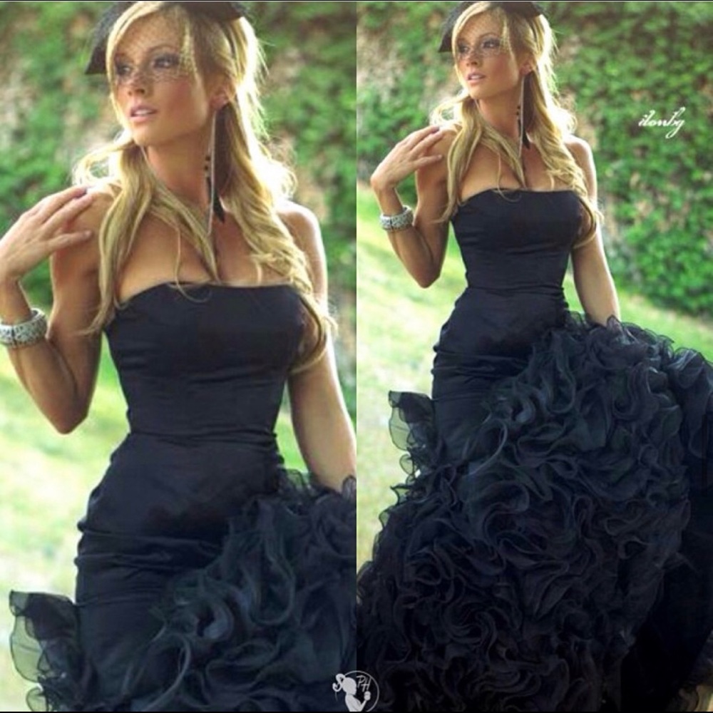 Black Ruffled Sherri Hill Gown